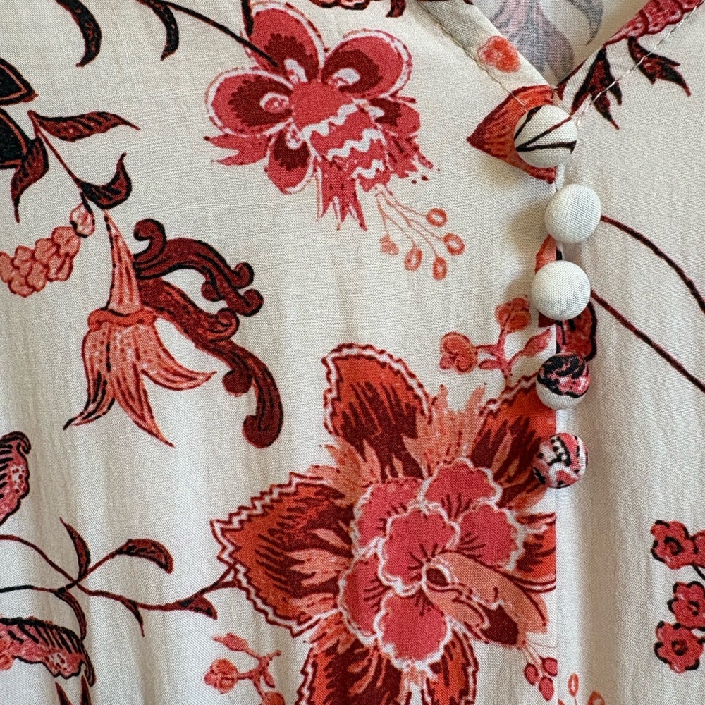Euromoda Boho Floral Tie Belt Midi/Maxi Dress Reds Size Small made in Italy - Picture 6 of 8